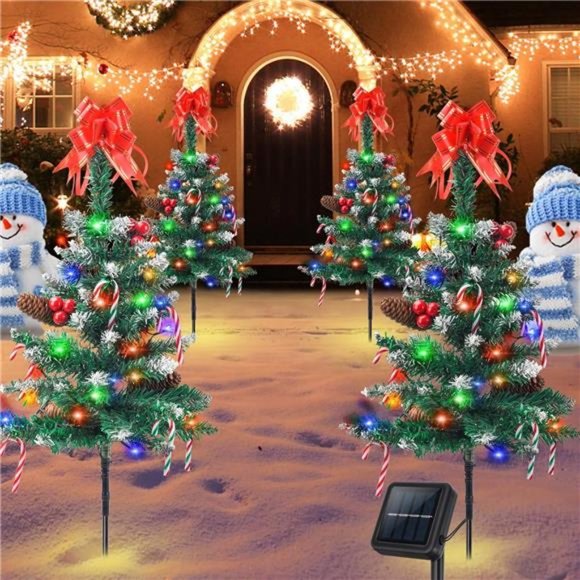 Solar Christmas Tree, Outdoor Christmas Tree,8 Lighting Modes with Berries - Picture 1 of 6
